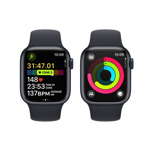 Смарт годинник Apple Watch Series 9 GPS 41mm Midnight Aluminium Case with Midnight Sport Band - S/M (MR8W3)