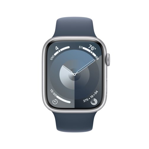 Смарт годинник Apple Watch Series 9 GPS 45mm Silver Aluminium Case with Storm Blue Sport Band - S/M (MR9D3)