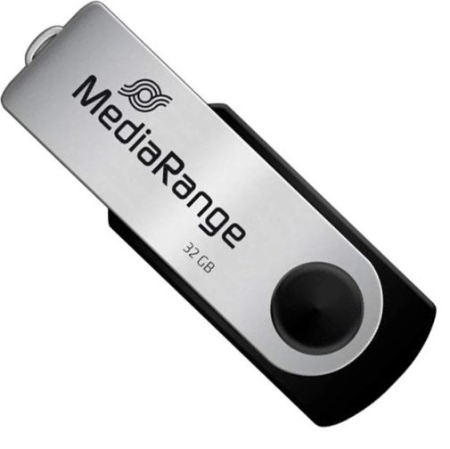 Флешка USB MediaRange Swivel swing stick 32GB Black/Silver (MR911)