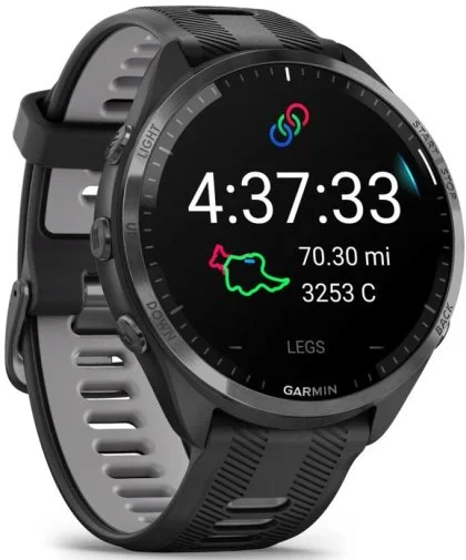 Фото: Смарт годинник Garmin Forerunner 965 - Carbon Gray DLC Titanium Bezel with Black Case and Black/Powder Gray Silicone Band (010-02809-10) № 10 | KTC