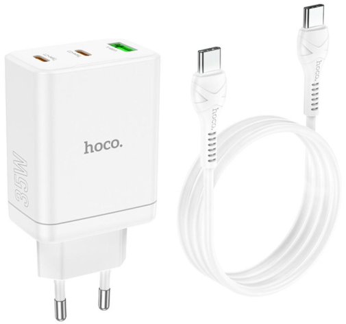 Зарядний пристрій Hoco N33 Start 35W 1m White with Type-C/Type-C (6931474795106)