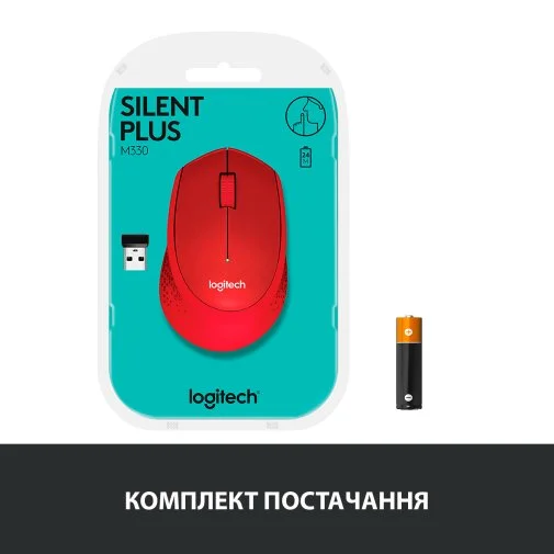 Фото: Миша Logitech M330 Silent Plus Red (910-004911) № 12 | KTC