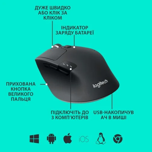 Фото: Миша Logitech M720 Triathlon Black (910-004791) № 14 | KTC