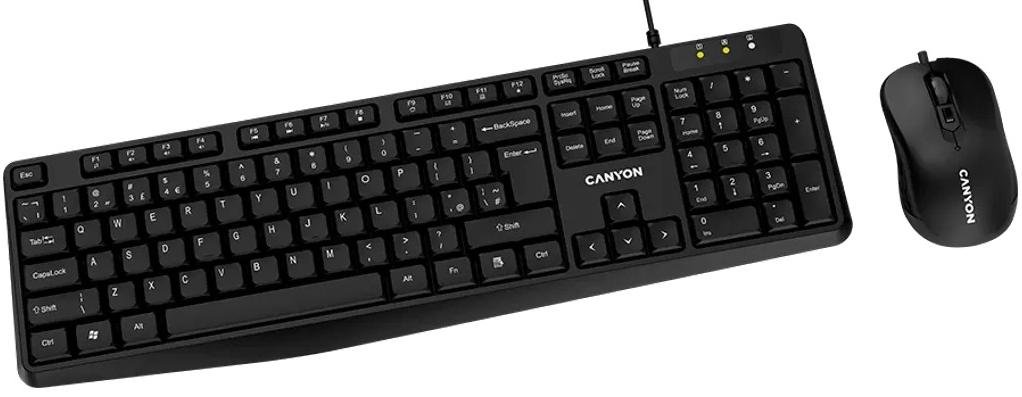 Комплект клавіатура+миша Canyon CNE-CSET1 UKR/ENG USB Black