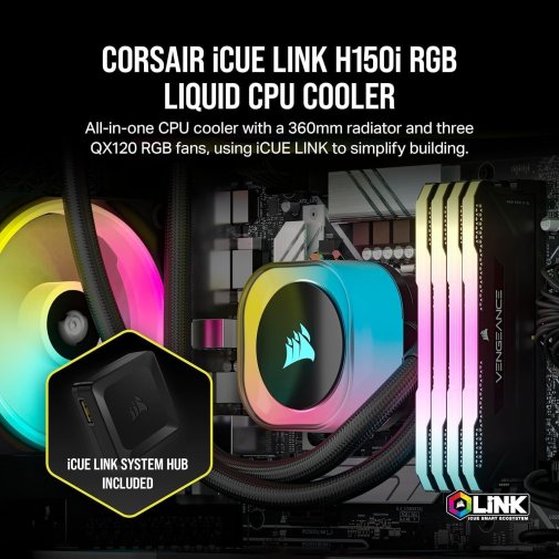 Система рідинного охолодження Corsair iCUE Link H150i RGB AIO Liquid Black (CW-9061003-WW)