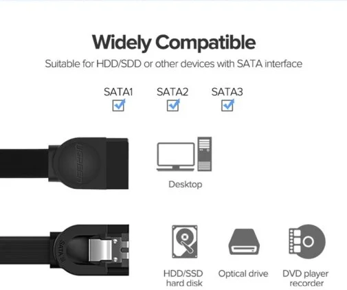 Фото: Кабель UGREEN US217 SATA / SATA 0.5m Black (UGR-30796) № 11 | KTC
