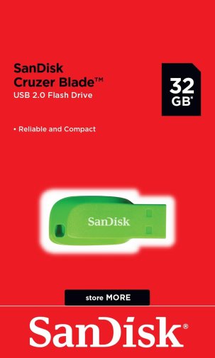 Флешка USB SanDisk Cruzer Blade 32GB Electric Green (SDCZ50C-032G-B35GE)