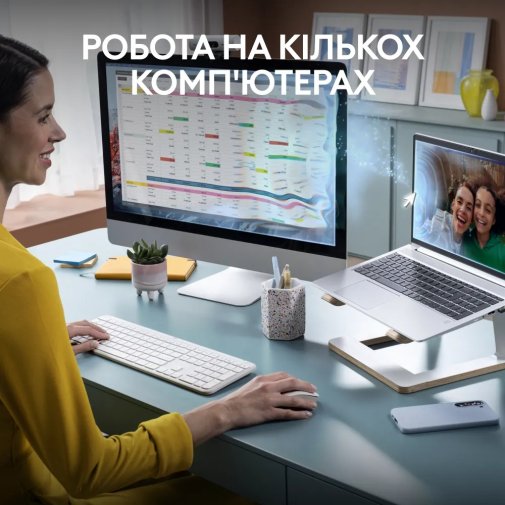 Комплект клавіатура+миша Logitech Signature Slim Combo MK950 Off White (920-012491)