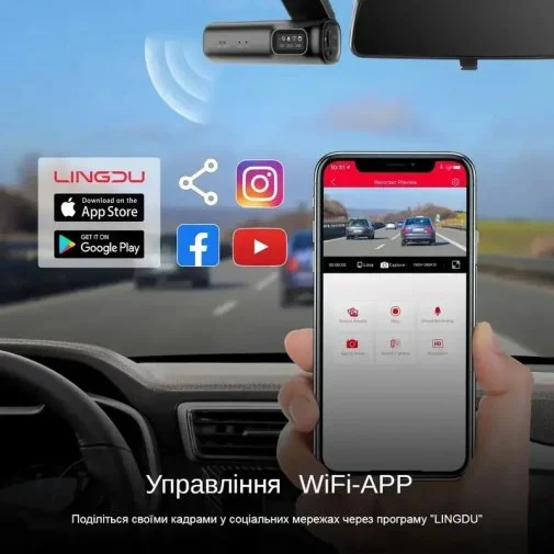 Фото: Відеореєстратор LINGDU Dash Cam D200 with MicroSD 64GB № 16 | KTC