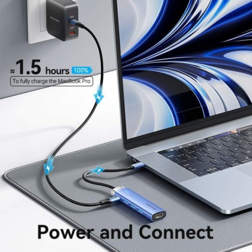 USB-хаб Vention 5in1 100W Blue (TGESB)