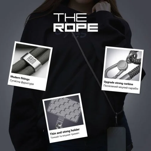 Фото: Ремінець для смартфону ArmorStandart Rope Titanium Grey with Clear holder (ARM76099) № 10 | KTC
