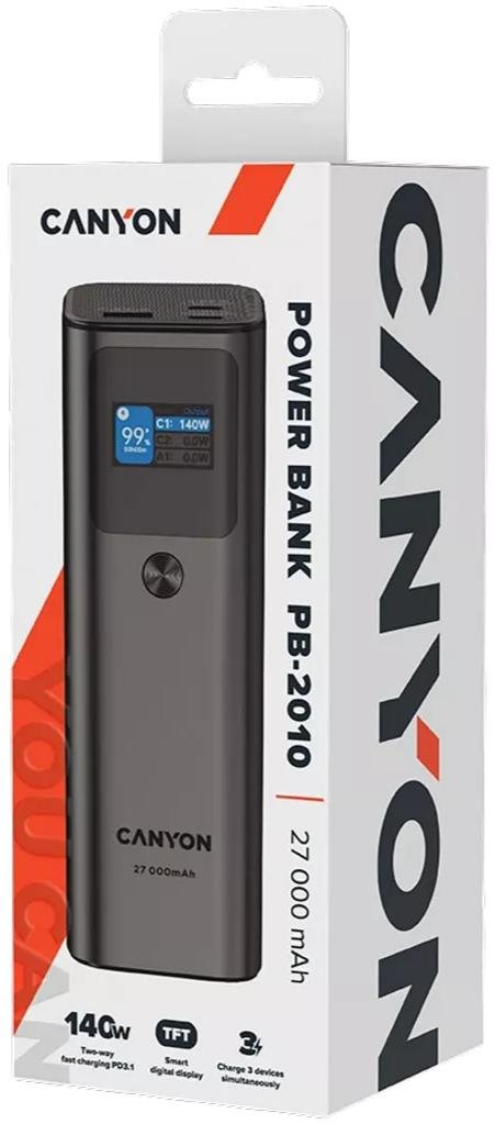 Батарея універсальна Canyon PB-2010 27000mAh 140W Dark Gray (CNE-CPB2010DG)