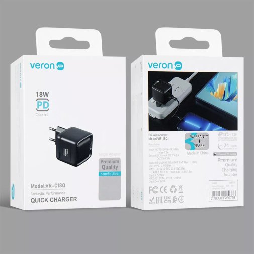 Зарядний пристрій Veron VR-C18Q 18W Black