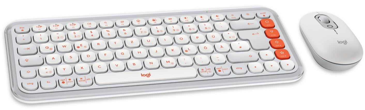 Комплект клавіатура+миша Logitech POP Icon Combo Off White/Orange (920-013141)