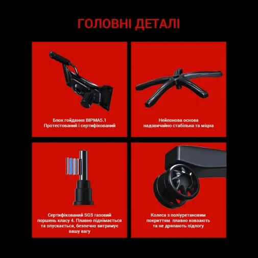 Фото: Крісло Anda Seat Luna Size L Black/Red (AD18-44-BR-PV) № 36 | KTC