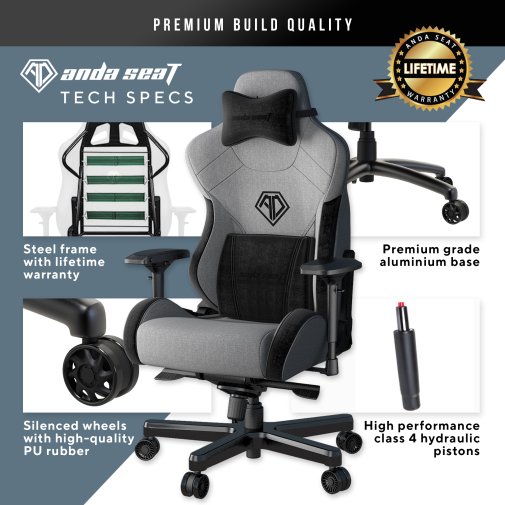 Крісло Anda Seat T-Pro 2 Size XL Gray/Black (AD12XLLA-01-GB-F)