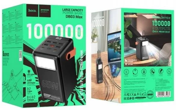 Фото: Батарея універсальна Hoco DB03 Max Centurion 100000mAh 65W Black (6942007635981) № 6 | KTC