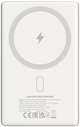  Canyon OnCharge 505 Slim Magsafe 5000mAh 20W Beige