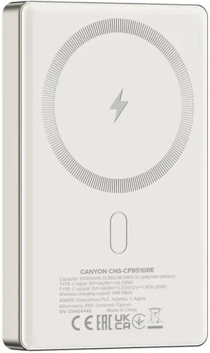 Фото: Батарея універсальна Canyon OnPower 510 Slim Magsafe 10000mAh 20W Beige (CNS-CPB510BE) № 10 | KTC