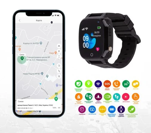Фото: Смарт годинник AmiGo GO008 MILKY GPS WIFI Black (GO008 Black) № 12 | KTC