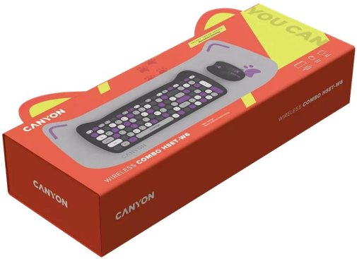 Комплект клавіатура+миша Canyon HSET-W6 Kitty Edition Wireless Violet (CNS-HSETW6VT)