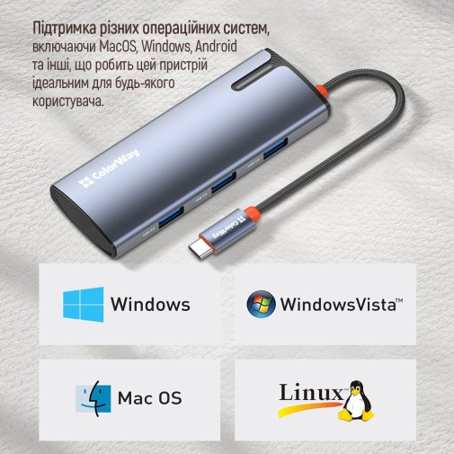 USB-хаб ColorWay USB-C PD 100W 4K 5in1 (CW-HUB01)