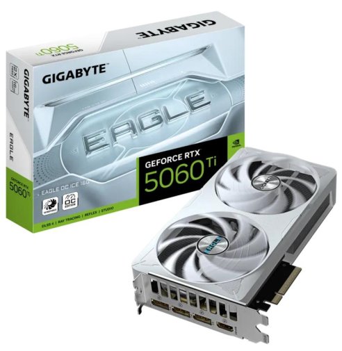 Відеокарта Gigabyte GeForce RTX 5060 Ti EAGLE OC ICE 16G (GV-N506TEAGLEOC ICE-16GD)
