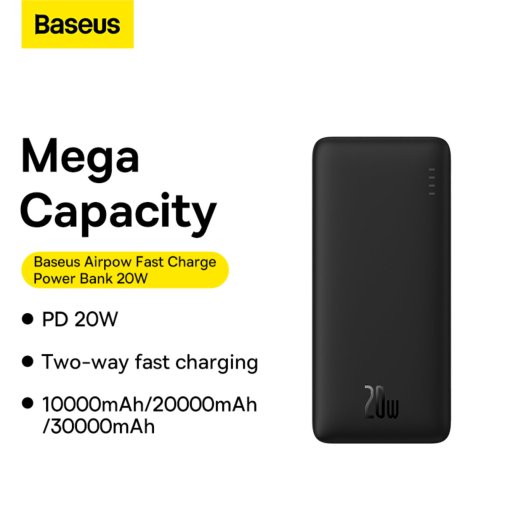 Батарея універсальна Baseus Airpow Fast Charge 10000mAh 20W Black (PPQD090001)