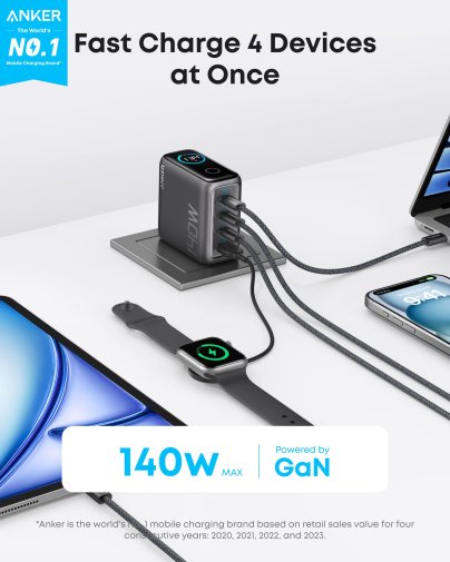 Зарядний пристрій Anker Laptop GaN Charge 140W Silver (B2697G41)