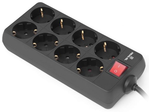 Мережевий фільтр Real-EL RS-8 Protect 8/5m Black (EL122300024)