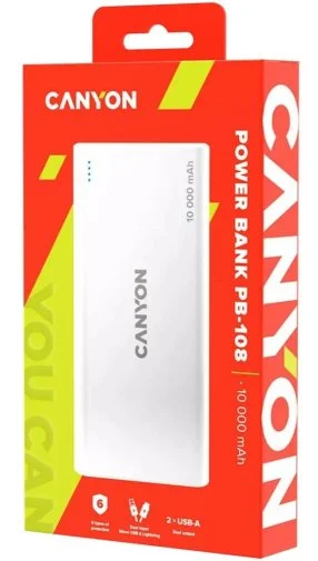 Фото: Батарея універсальна Canyon PB-108 10000mAh White (CNE-CPB1008W) № 9 | KTC