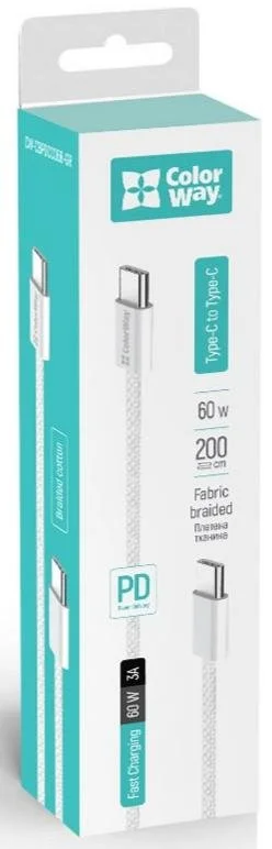 Фото: Кабель ColorWay PD 3A 60W Type-C / Type-C 2m Gray (CW-CBPDCC068-GR) № 8 | KTC