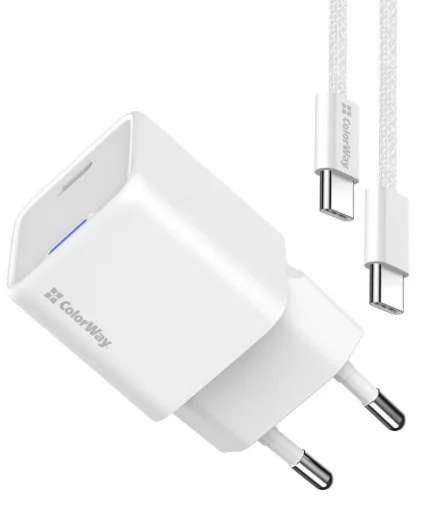 Фото: Зарядний пристрій ColorWay GaN Mini PD 35W White with Type-C / Type-C (CW-CHS056PDC-WT) № 15 | KTC