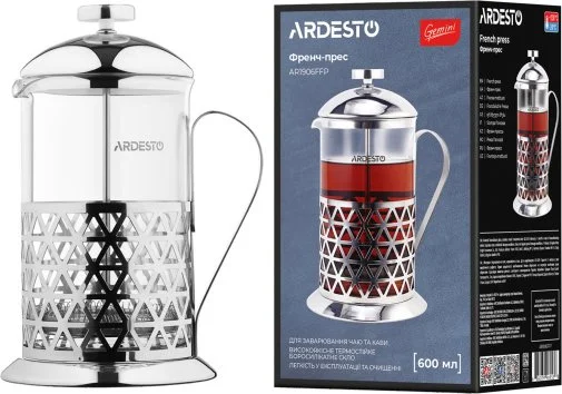 Фото: Френч-прес Ardesto Gemini Fasano 600ml Clear (AR1906FFP) № 7 | KTC