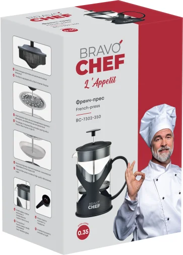Фото: Френч-прес Bravo Chef L Appetit 350ml Black (BC-7302-350) № 11 | KTC