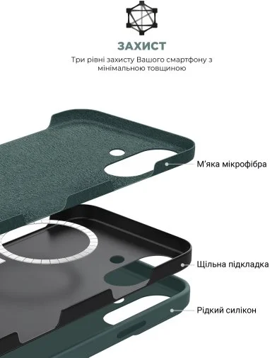 Фото: Чохол ArmorStandart for Apple iPhone 16 - ICON2 MagSafe Lake Green (ARM81313) № 14 | KTC