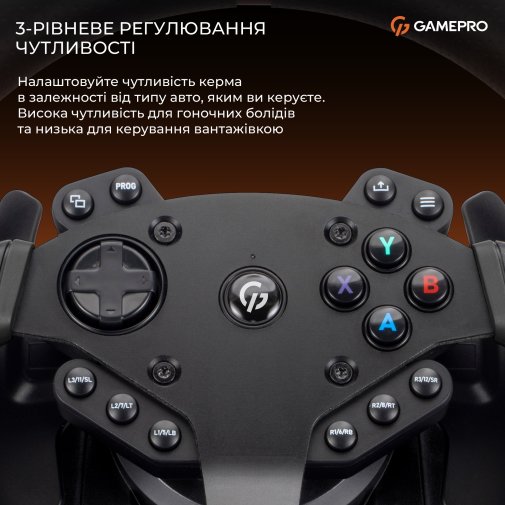Кермо GamePro RW575PM з педалями та коробкою передач для PC/Xbox One/Switch/PS3/PS4