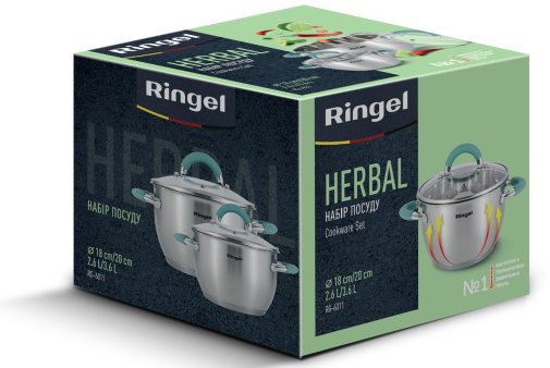 Набір каструль Ringel Herbal 2.6L/3.6L 4pcs (RG-6011)