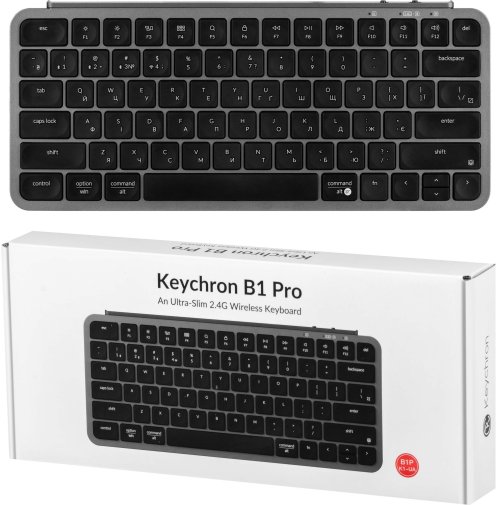 Клавіатура компактна Keychron B1 Pro ENG/UKR WL/BT/USB Space Gray (B1P-K1-UA)