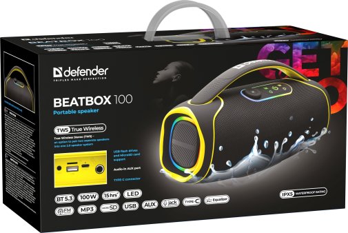 Колонка Defender Beatbox 100 Bluetooth, Black
