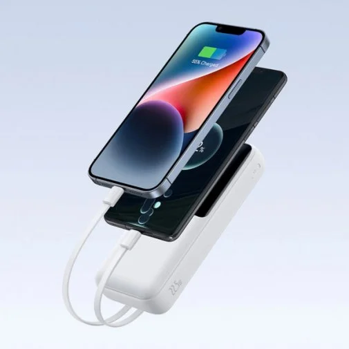 Фото: Батарея універсальна Baseus Lipow 20000mAh 22.5W White Built-In Lightning / USB-C cable (P10079102213-00) № 21 | KTC