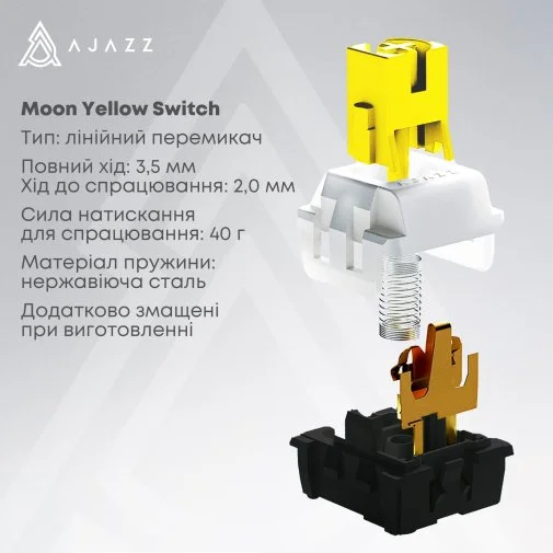 Фото: Клавіатура Ajazz AK650 Moon Yellow Switches ENG/UKR USB Gray/White/Yellow (AK650-MY-GWY) № 23 | KTC