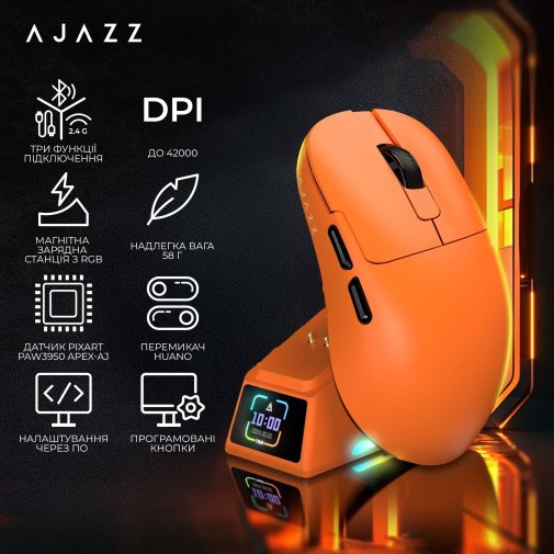 Миша Ajazz AJ179 Apex Wireless Orange (AJM179-A-O)
