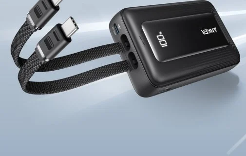 Фото: Батарея універсальна Anker 20000mAh 45W 2xBuilt-In USB-C Cable Black (A1681H12) № 8 | KTC