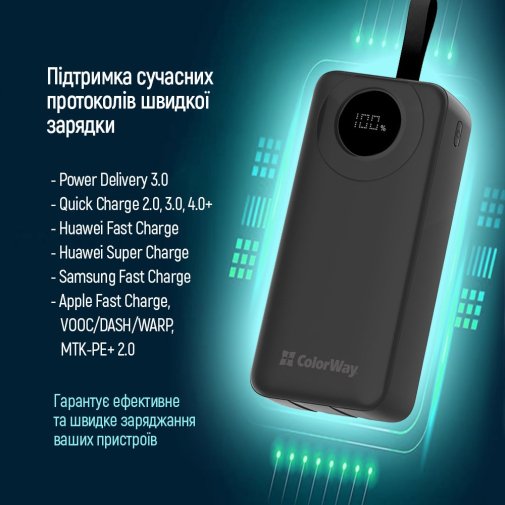 Батарея універсальна ColorWay 30000mAh EnergyPlus 22.5W Black (CW-PB300LPB4BK-PDD)
