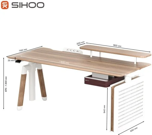 Фото: Стіл комп’ютерний SIHOO D07B Maple/White (D07B-102/D07J-102-AB) № 33 | KTC