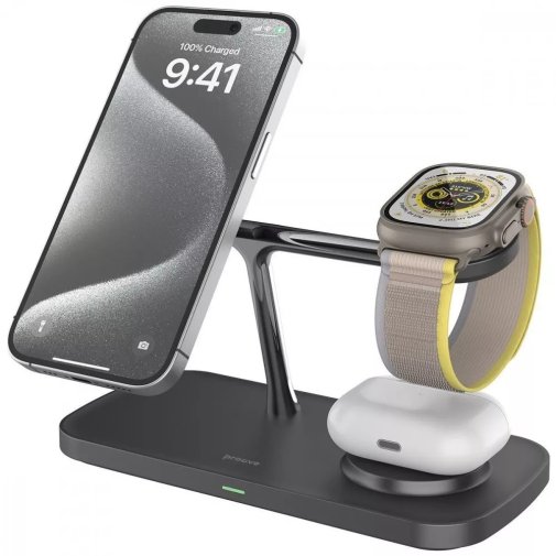 Бездротовий зарядний пристрій Proove Magnetic Field Pro 3in1 Qi2, Black