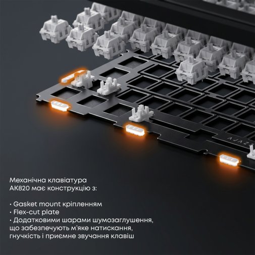 Клавіатура Ajazz AK820 Red Switch ENG/UKR USB Black (AK820-R-B)