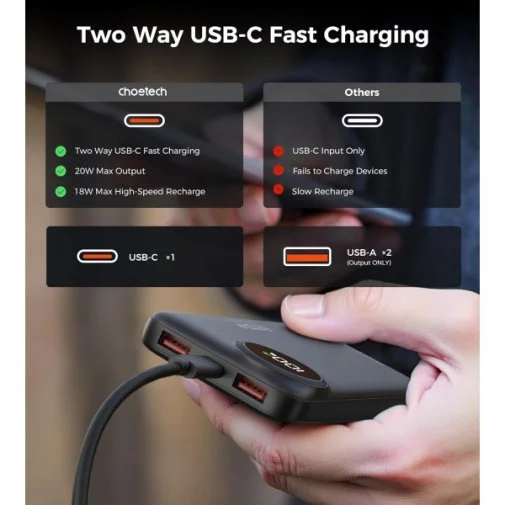 Фото: Батарея універсальна Choetech B791 10000mAh 22.5W Black (M15-B791-ACBK-NG) № 15 | KTC