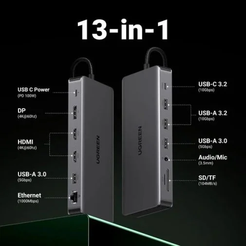Фото: USB-хаб UGREEN CM681 13in1 Grey (15978) № 9 | KTC